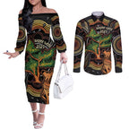 NAIDOC Week 2025 Indigenous Couples Matching Off The Shoulder Long Sleeve Dress and Long Sleeve Button Shirt Legacies - Tree Of Life