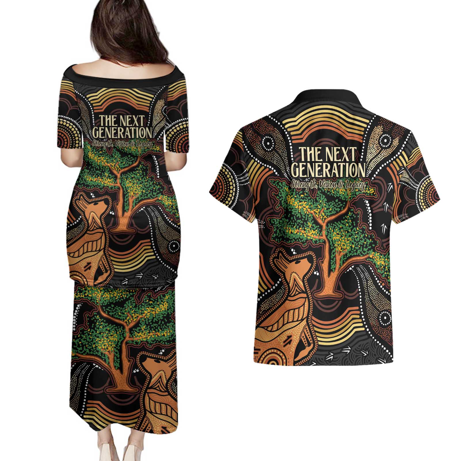 NAIDOC Week 2025 Indigenous Couples Matching Puletasi and Hawaiian Shirt Legacies - Tree Of Life