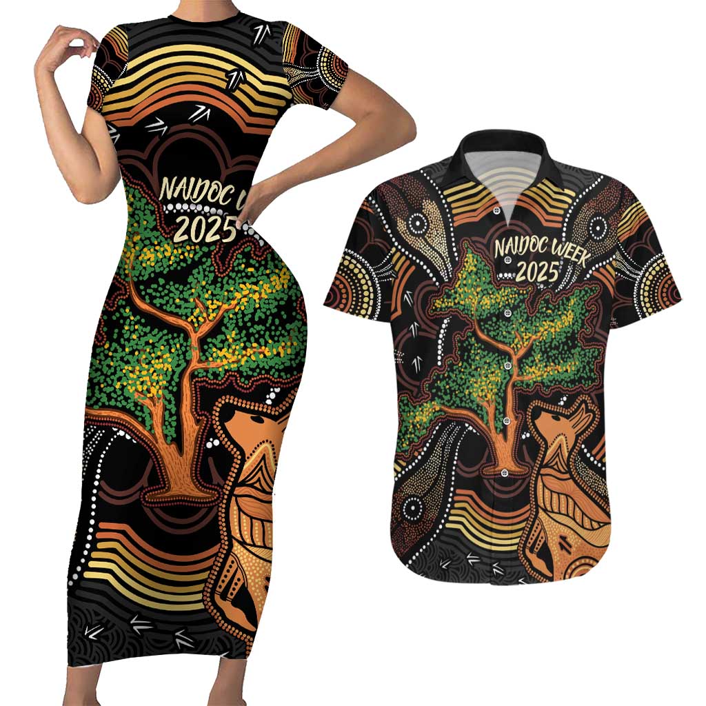 NAIDOC Week 2025 Indigenous Couples Matching Short Sleeve Bodycon Dress and Hawaiian Shirt Legacies - Tree Of Life