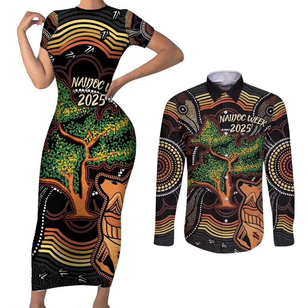 NAIDOC Week 2025 Indigenous Couples Matching Short Sleeve Bodycon Dress and Long Sleeve Button Shirt Legacies - Tree Of Life
