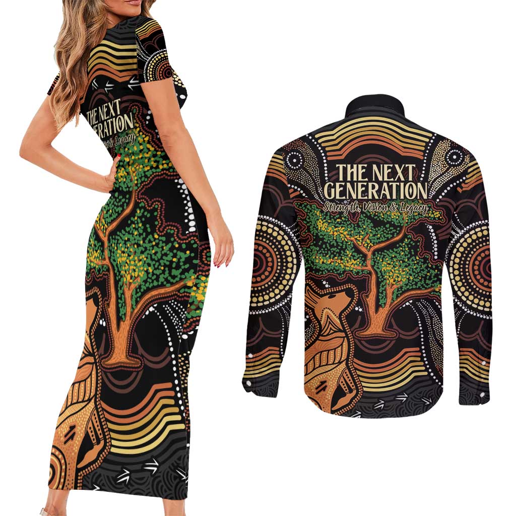 NAIDOC Week 2025 Indigenous Couples Matching Short Sleeve Bodycon Dress and Long Sleeve Button Shirt Legacies - Tree Of Life