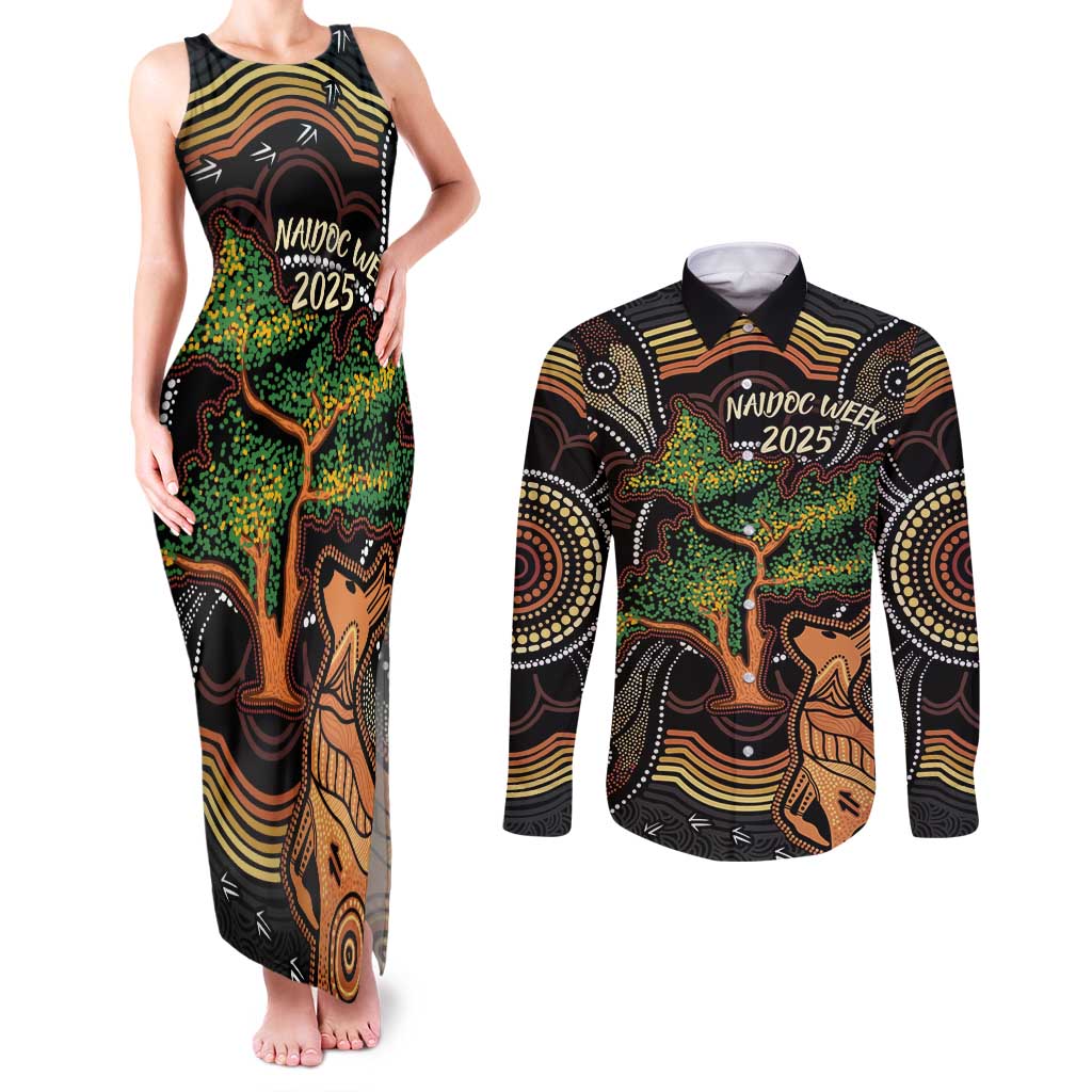NAIDOC Week 2025 Indigenous Couples Matching Tank Maxi Dress and Long Sleeve Button Shirt Legacies - Tree Of Life