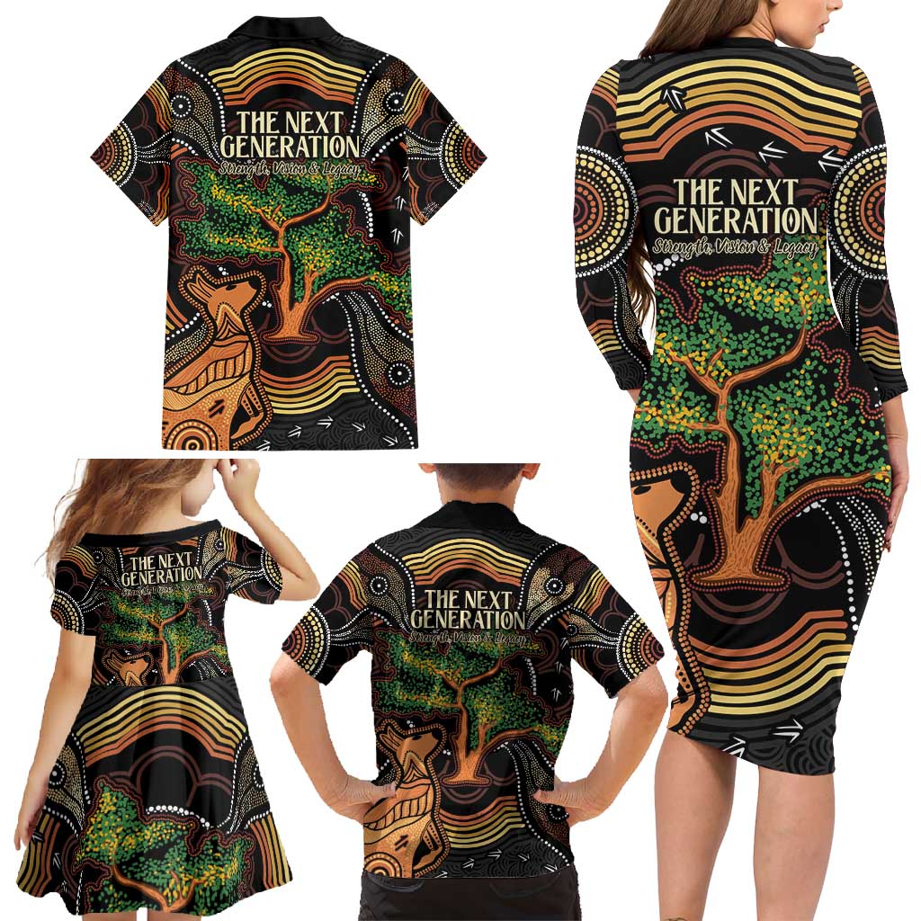 NAIDOC Week 2025 Indigenous Family Matching Long Sleeve Bodycon Dress and Hawaiian Shirt Legacies - Tree Of Life