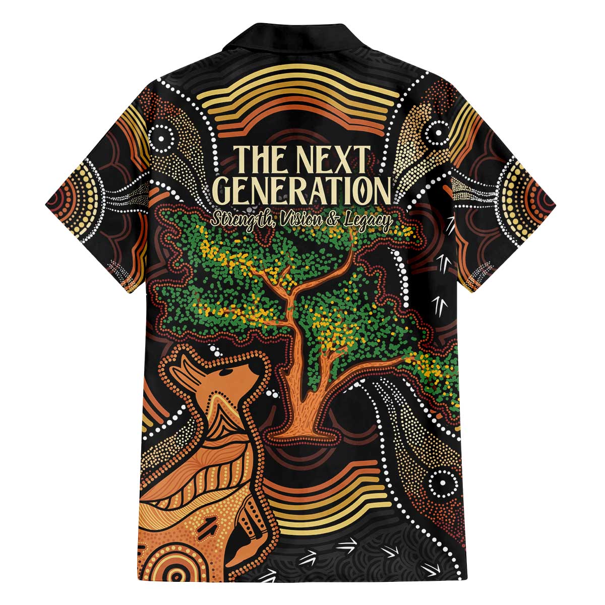 NAIDOC Week 2025 Indigenous Family Matching Off The Shoulder Long Sleeve Dress and Hawaiian Shirt Legacies - Tree Of Life