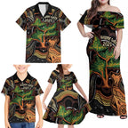 NAIDOC Week 2025 Indigenous Family Matching Off Shoulder Maxi Dress and Hawaiian Shirt Legacies - Tree Of Life