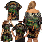 NAIDOC Week 2025 Indigenous Family Matching Off Shoulder Short Dress and Hawaiian Shirt Legacies - Tree Of Life