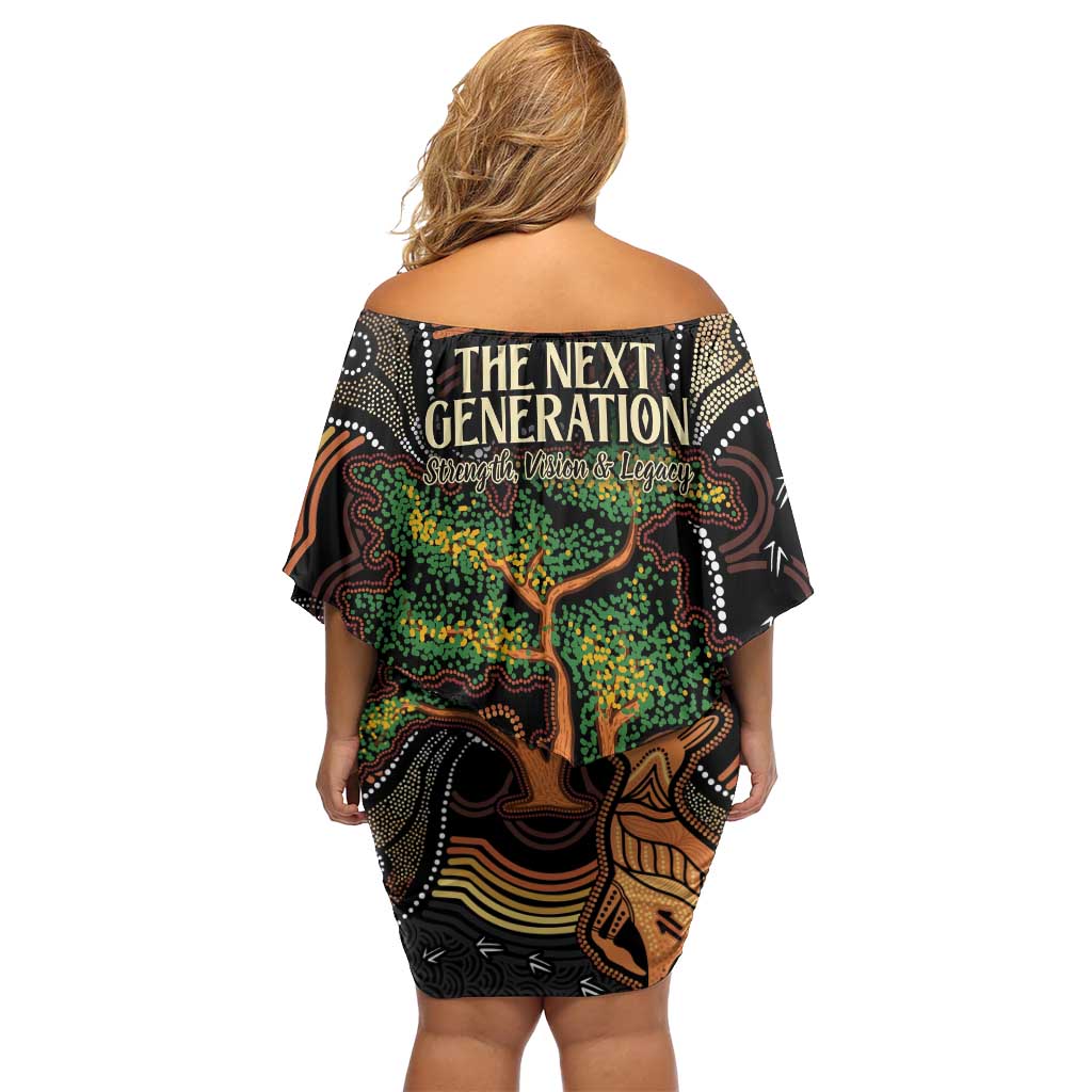 NAIDOC Week 2025 Indigenous Family Matching Off Shoulder Short Dress and Hawaiian Shirt Legacies - Tree Of Life