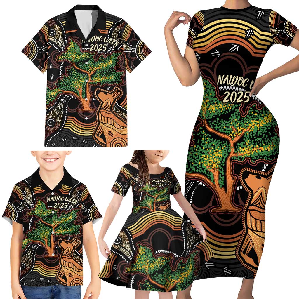 NAIDOC Week 2025 Indigenous Family Matching Short Sleeve Bodycon Dress and Hawaiian Shirt Legacies - Tree Of Life