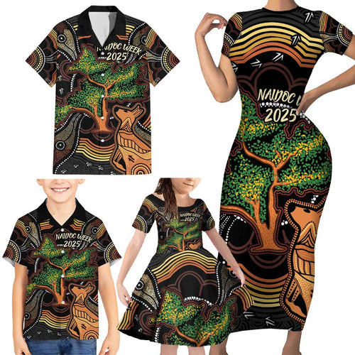 NAIDOC Week 2025 Indigenous Family Matching Short Sleeve Bodycon Dress and Hawaiian Shirt Legacies - Tree Of Life