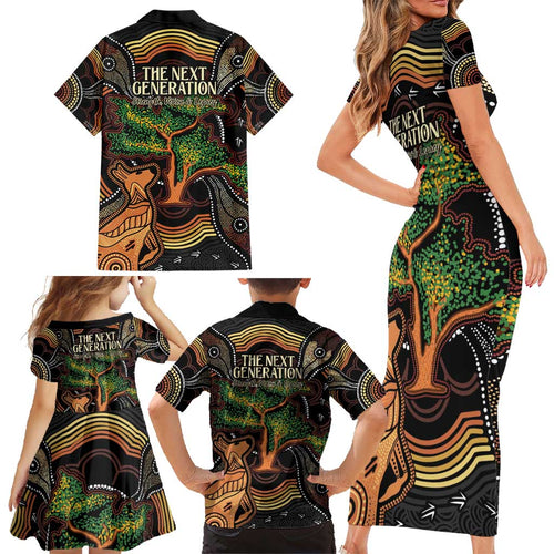 NAIDOC Week 2025 Indigenous Family Matching Short Sleeve Bodycon Dress and Hawaiian Shirt Legacies - Tree Of Life