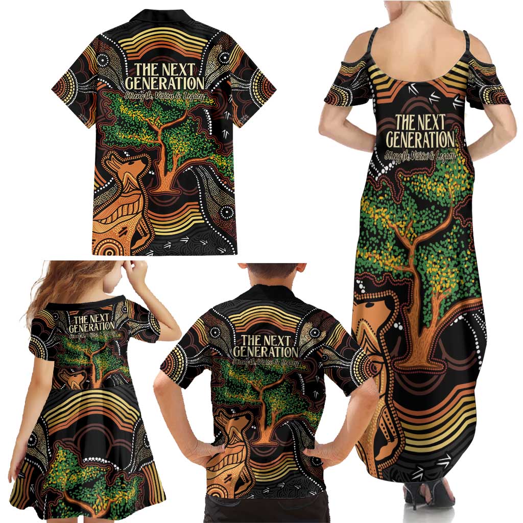 NAIDOC Week 2025 Indigenous Family Matching Summer Maxi Dress and Hawaiian Shirt Legacies - Tree Of Life