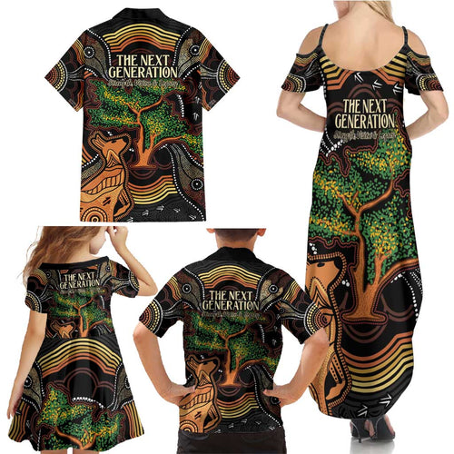 NAIDOC Week 2025 Indigenous Family Matching Summer Maxi Dress and Hawaiian Shirt Legacies - Tree Of Life