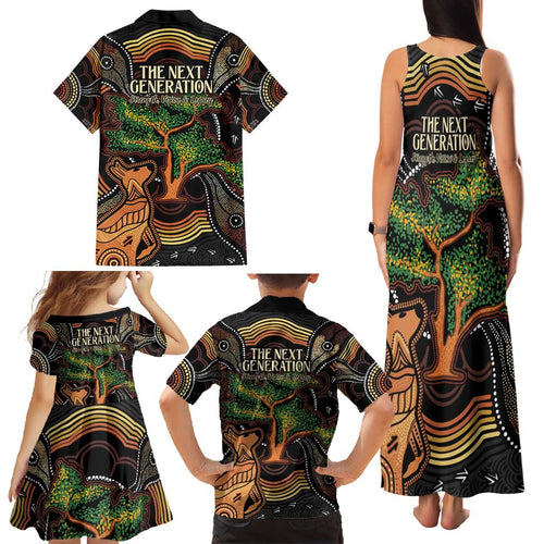 NAIDOC Week 2025 Indigenous Family Matching Tank Maxi Dress and Hawaiian Shirt Legacies - Tree Of Life