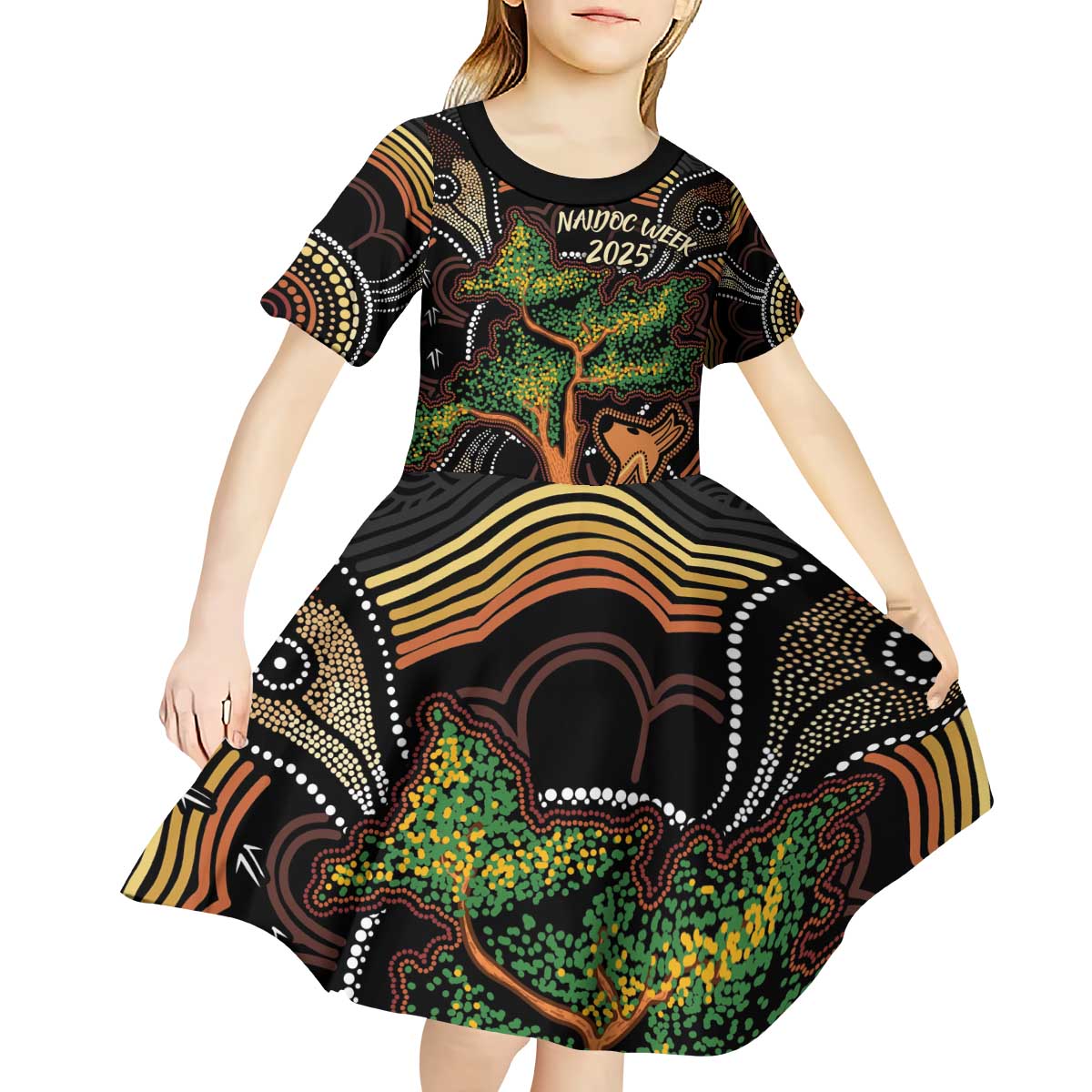 NAIDOC Week 2025 Indigenous Kid Short Sleeve Dress Legacies - Tree Of Life