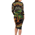 NAIDOC Week 2025 Indigenous Long Sleeve Bodycon Dress Legacies - Tree Of Life
