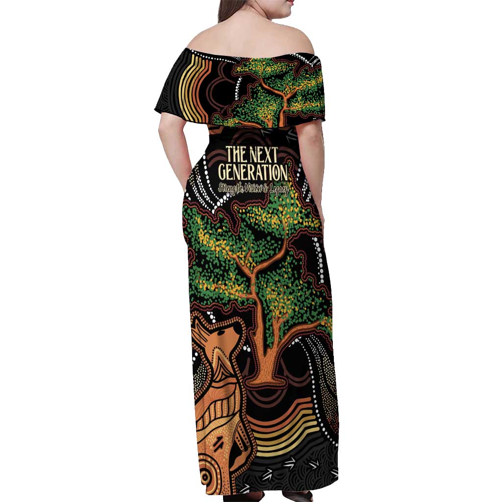 NAIDOC Week 2025 Indigenous Off Shoulder Maxi Dress Legacies - Tree Of Life