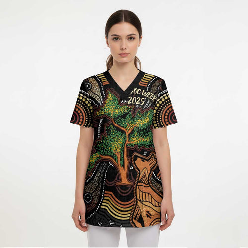NAIDOC Week 2025 Indigenous Scrub Top Legacies - Tree Of Life - Aussie Hoodie