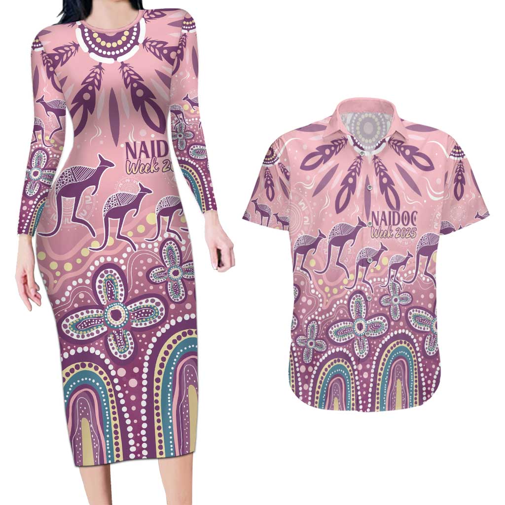 NAIDOC Week 2025 Indigenous Couples Matching Long Sleeve Bodycon Dress and Hawaiian Shirt Pastel Dream