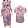 NAIDOC Week 2025 Indigenous Couples Matching Long Sleeve Bodycon Dress and Hawaiian Shirt Pastel Dream