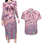 NAIDOC Week 2025 Indigenous Couples Matching Long Sleeve Bodycon Dress and Hawaiian Shirt Pastel Dream
