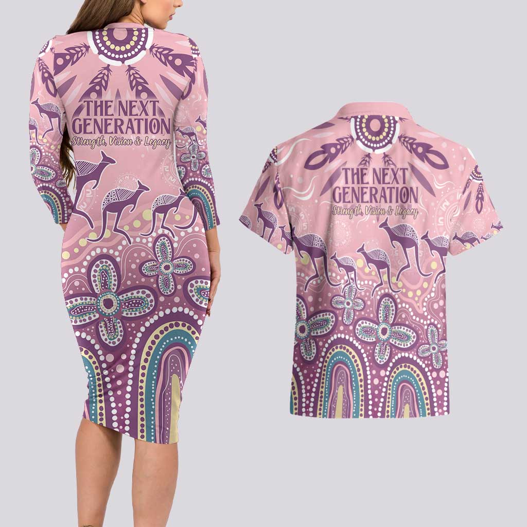 NAIDOC Week 2025 Indigenous Couples Matching Long Sleeve Bodycon Dress and Hawaiian Shirt Pastel Dream