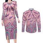 NAIDOC Week 2025 Indigenous Couples Matching Long Sleeve Bodycon Dress and Long Sleeve Button Shirt Pastel Dream