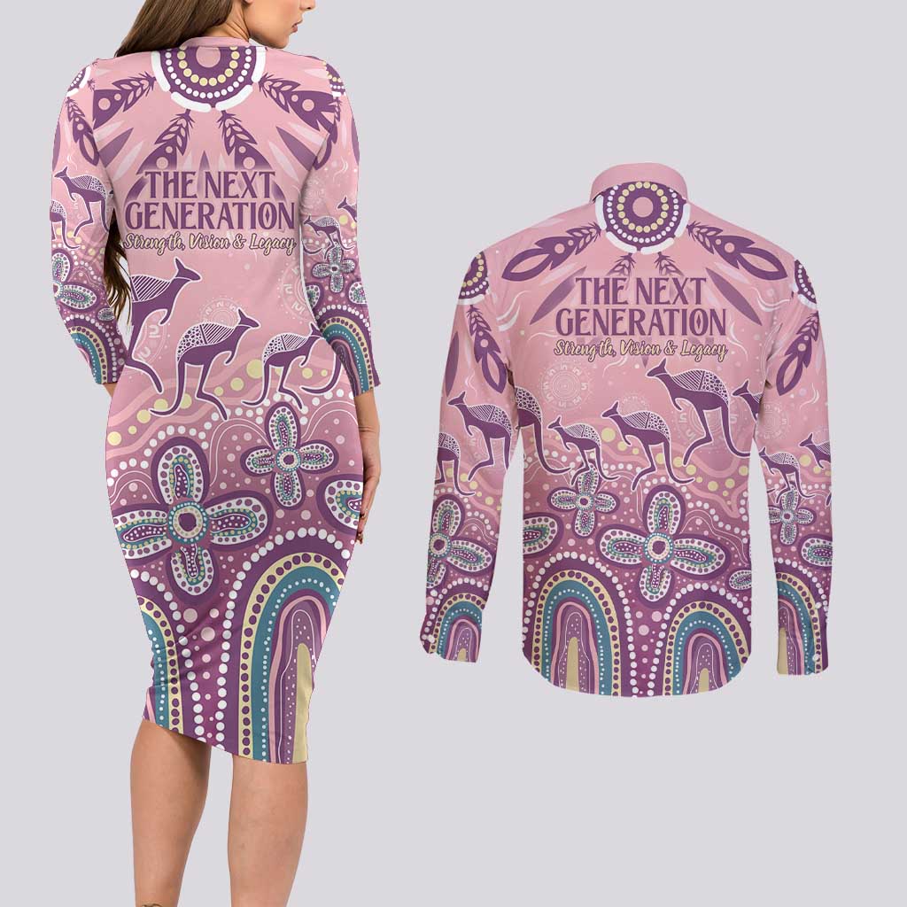NAIDOC Week 2025 Indigenous Couples Matching Long Sleeve Bodycon Dress and Long Sleeve Button Shirt Pastel Dream
