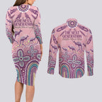 NAIDOC Week 2025 Indigenous Couples Matching Long Sleeve Bodycon Dress and Long Sleeve Button Shirt Pastel Dream