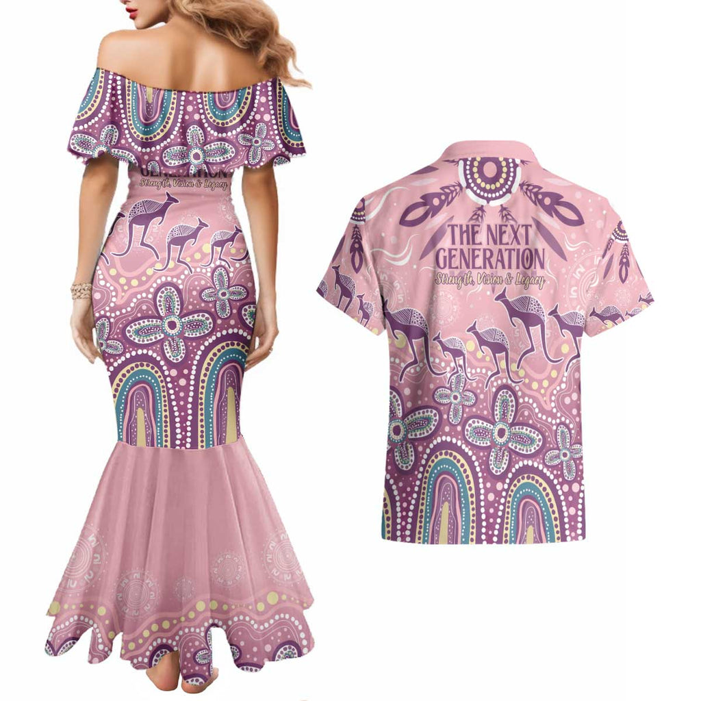 NAIDOC Week 2025 Indigenous Couples Matching Mermaid Dress and Hawaiian Shirt Pastel Dream