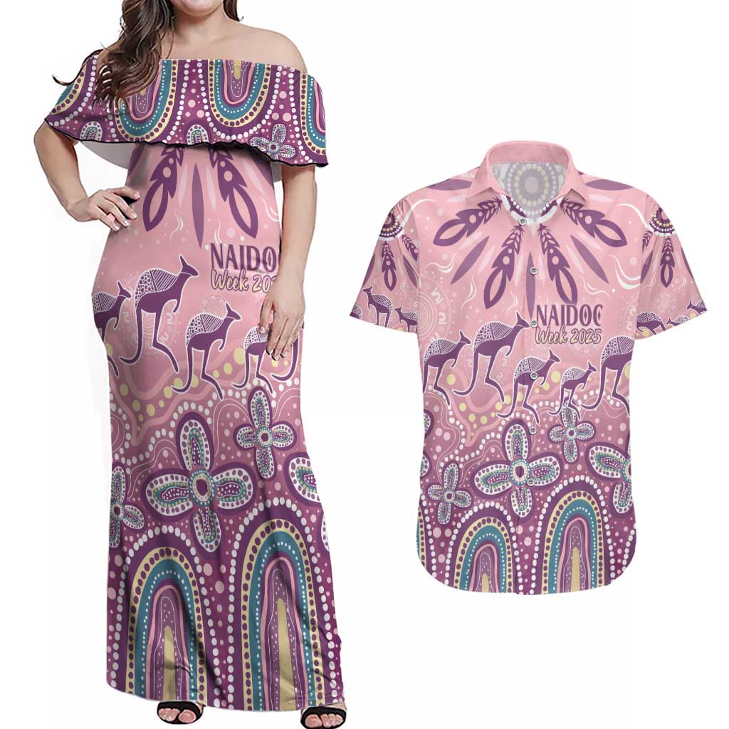 NAIDOC Week 2025 Indigenous Couples Matching Off Shoulder Maxi Dress and Hawaiian Shirt Pastel Dream