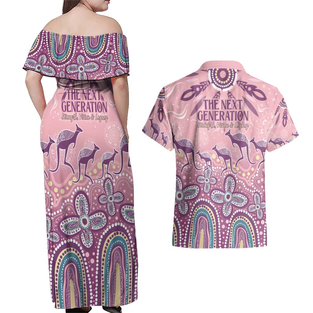 NAIDOC Week 2025 Indigenous Couples Matching Off Shoulder Maxi Dress and Hawaiian Shirt Pastel Dream