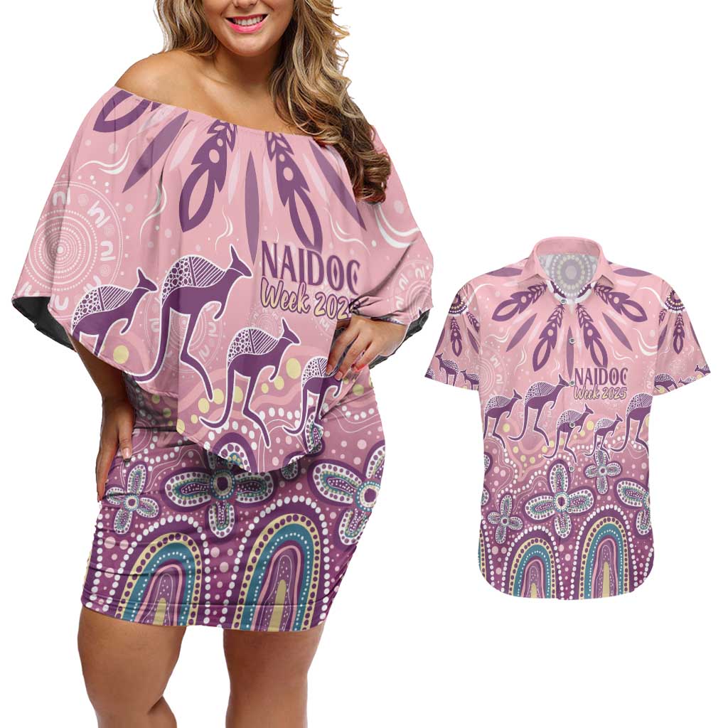 NAIDOC Week 2025 Indigenous Couples Matching Off Shoulder Short Dress and Hawaiian Shirt Pastel Dream
