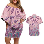 NAIDOC Week 2025 Indigenous Couples Matching Off Shoulder Short Dress and Hawaiian Shirt Pastel Dream
