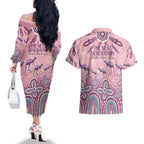 NAIDOC Week 2025 Indigenous Couples Matching Off The Shoulder Long Sleeve Dress and Hawaiian Shirt Pastel Dream