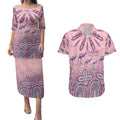 NAIDOC Week 2025 Indigenous Couples Matching Puletasi and Hawaiian Shirt Pastel Dream