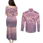 NAIDOC Week 2025 Indigenous Couples Matching Puletasi and Long Sleeve Button Shirt Pastel Dream