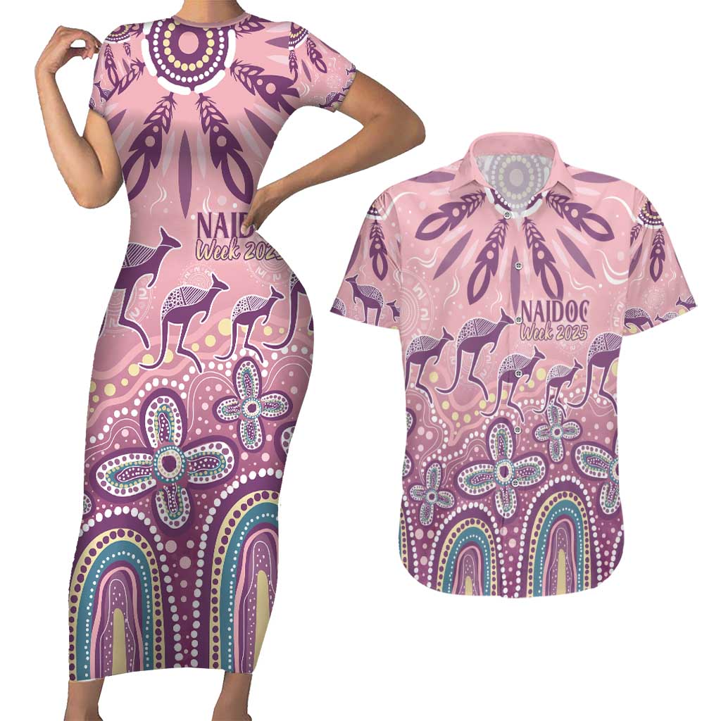 NAIDOC Week 2025 Indigenous Couples Matching Short Sleeve Bodycon Dress and Hawaiian Shirt Pastel Dream