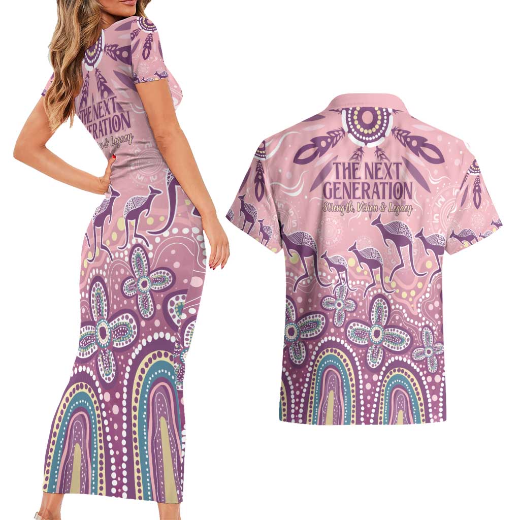NAIDOC Week 2025 Indigenous Couples Matching Short Sleeve Bodycon Dress and Hawaiian Shirt Pastel Dream