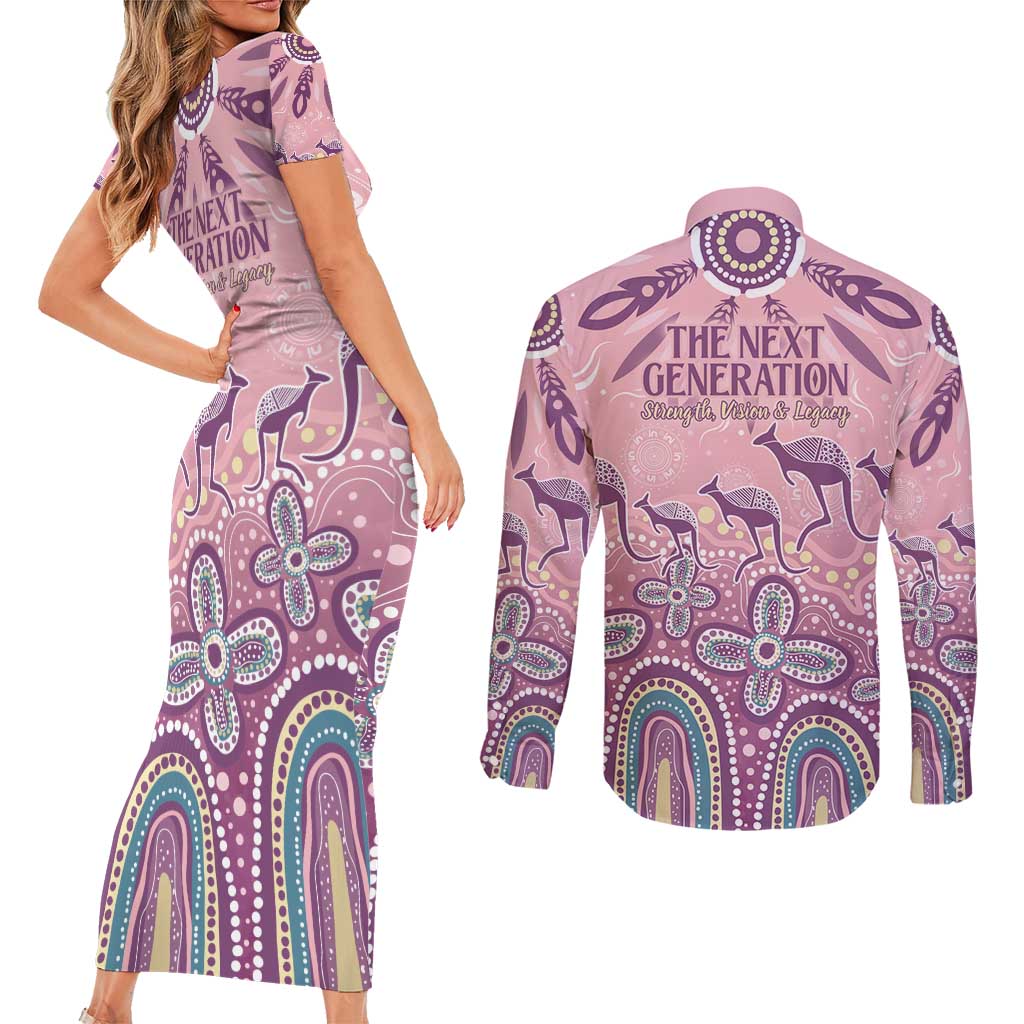 NAIDOC Week 2025 Indigenous Couples Matching Short Sleeve Bodycon Dress and Long Sleeve Button Shirt Pastel Dream