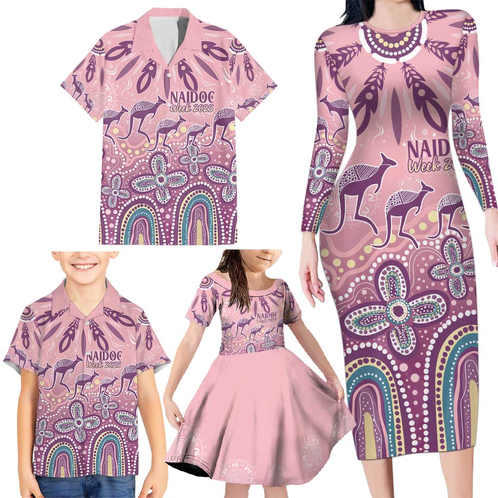 NAIDOC Week 2025 Indigenous Family Matching Long Sleeve Bodycon Dress and Hawaiian Shirt Pastel Dream