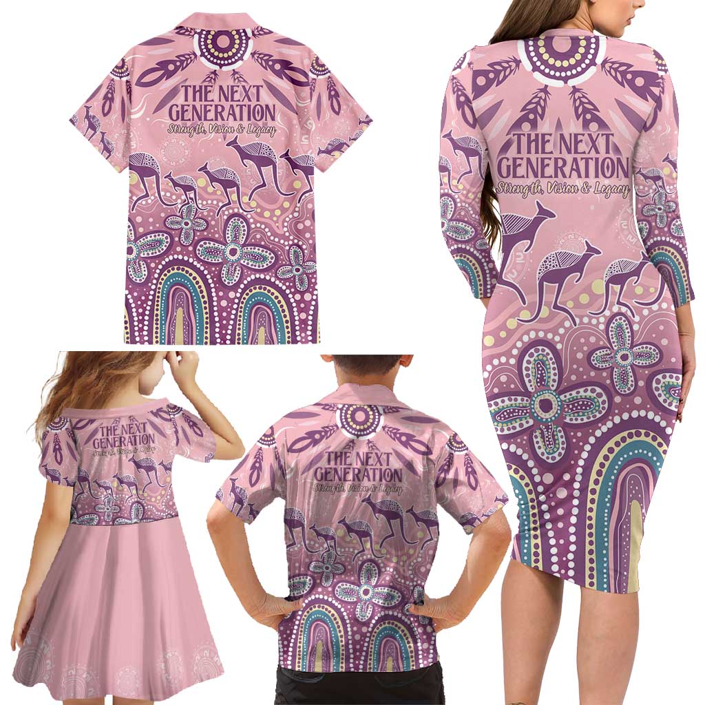 NAIDOC Week 2025 Indigenous Family Matching Long Sleeve Bodycon Dress and Hawaiian Shirt Pastel Dream