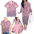 NAIDOC Week 2025 Indigenous Family Matching Off The Shoulder Long Sleeve Dress and Hawaiian Shirt Pastel Dream