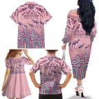 NAIDOC Week 2025 Indigenous Family Matching Off The Shoulder Long Sleeve Dress and Hawaiian Shirt Pastel Dream