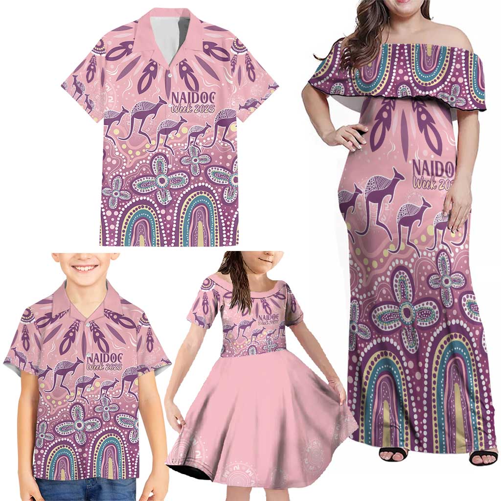 NAIDOC Week 2025 Indigenous Family Matching Off Shoulder Maxi Dress and Hawaiian Shirt Pastel Dream