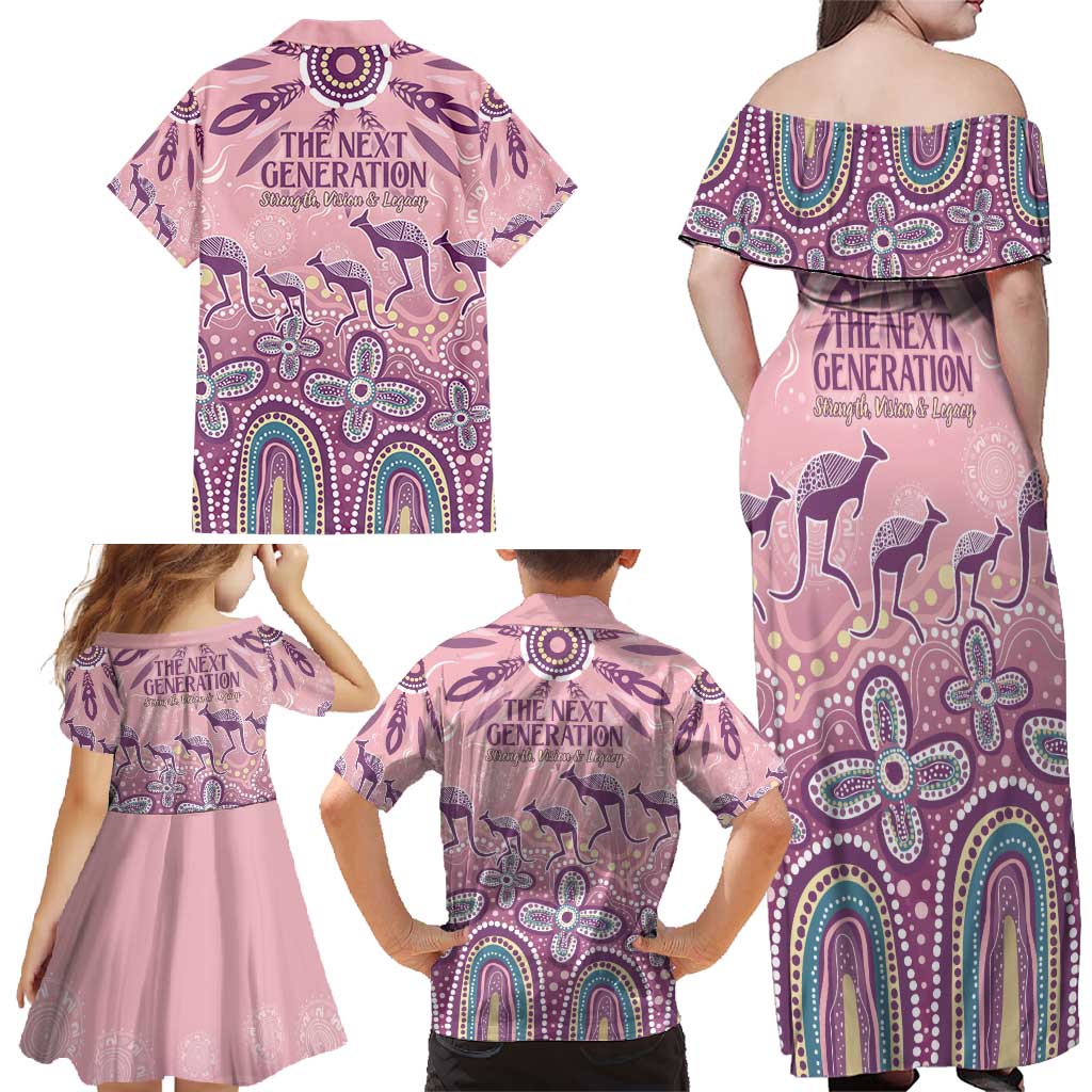 NAIDOC Week 2025 Indigenous Family Matching Off Shoulder Maxi Dress and Hawaiian Shirt Pastel Dream