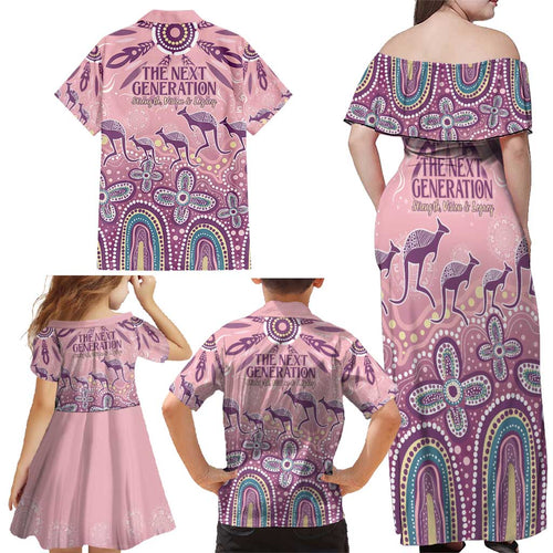 NAIDOC Week 2025 Indigenous Family Matching Off Shoulder Maxi Dress and Hawaiian Shirt Pastel Dream