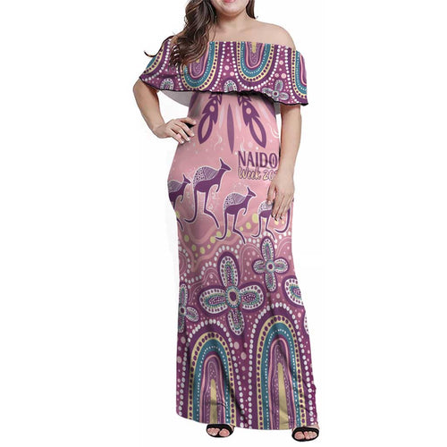 NAIDOC Week 2025 Indigenous Family Matching Off Shoulder Maxi Dress and Hawaiian Shirt Pastel Dream