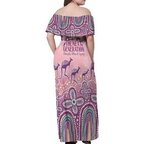 NAIDOC Week 2025 Indigenous Family Matching Off Shoulder Maxi Dress and Hawaiian Shirt Pastel Dream
