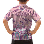 NAIDOC Week 2025 Indigenous Family Matching Off Shoulder Short Dress and Hawaiian Shirt Pastel Dream