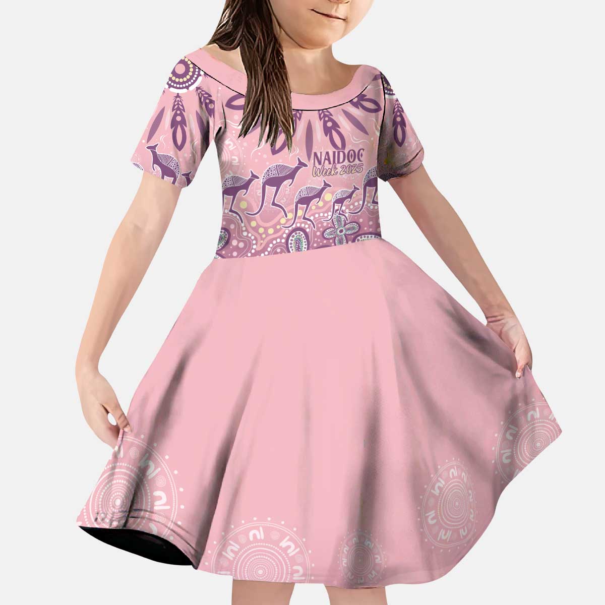 NAIDOC Week 2025 Indigenous Kid Short Sleeve Dress Pastel Dream